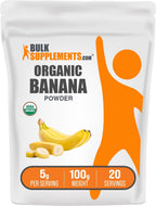 BulkSupplements.com Organic Banana Powder - Banana Fruit Powder, Nutrient Rich - Air-Dried & Gluten Free, 5g per Serving, 100g (3.5 oz) (Pack of 1)