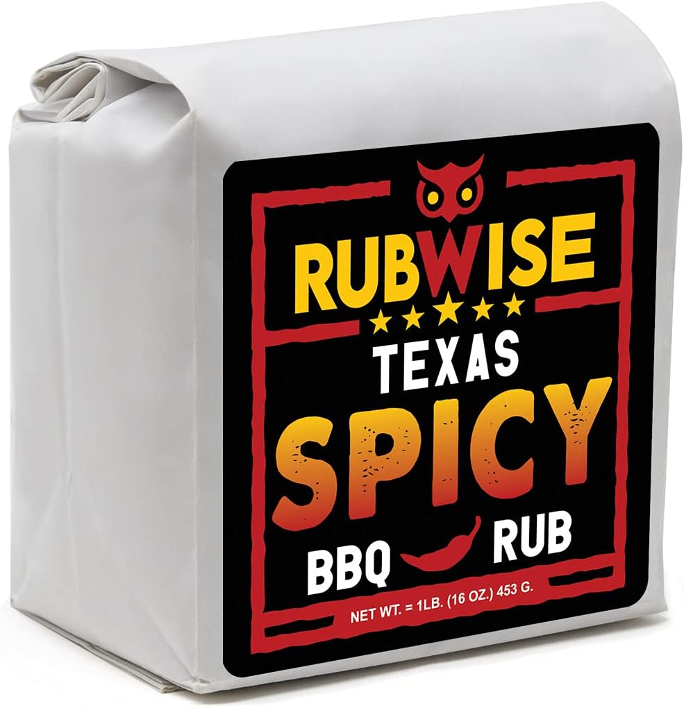RubWise Texas Style Spicy BBQ Brisket Rub (1 lb) No MSG | Dry Spice Blend Seasonings for Smoking and Grilling | Meat Rubs for Smoker | Savory & Hot Seasoning for Beef, Burgers, Ribs, Steak, Chicken