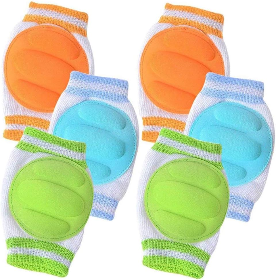 Acfun 3 Pairs Baby Knee Pads for Crawling - Adjustable Breathable Waterproof Safety Protector, Anti-Slip Elastic Knee Elbow Pads Cushion for Babies, Toddlers, Infants, Boys, Girls, Kids
