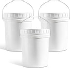 DEMORA 5 Gallon Bucket with Screw Lid, Heavy Duty Plastic Buckets Containers for Food Storage, Plastic Pail with Metal Handle for Water, Cleaning, Car Wash, Paint, Gardening, BPA Free (White, 3 Pack)