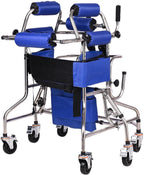 Walkers Disabled Children Cerebral Palsy Disabled Kids Walker 6 Wheel Anti Tilt Foldable Belt Seat Adjustable Height Width Walking Aid