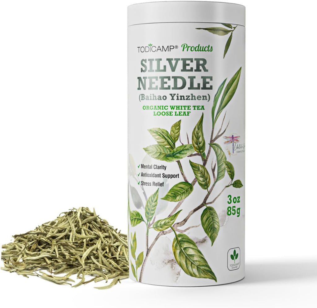 TODICAMP Premium Silver Needle Tea - 3 oz of Premium White Tea Loose Leaf