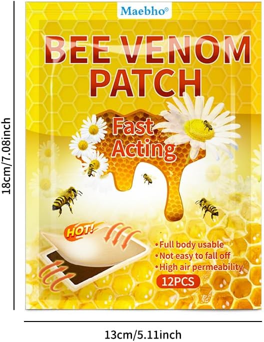 60pcs Bee Venom Knee Heat Patches, 5pack Extract Adhesive Heating Patches for Back, Neck, Shoulder