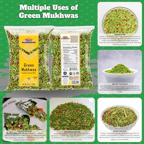 Rani Green Mukhwas (Special Digestive Treat) 14oz (400g) ~ Vegan | Indian Candy Mouth Freshener | Kosher