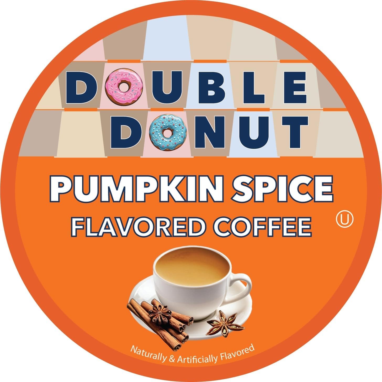 Double Donut Coffee Pumpkin Spice Coffee Pods, Single Serve Coffee for Keurig K Cups Machines, Medium Roast Pumpkin Pods, 100 Count