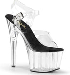 Pleaser Women's ADORE-708 Sandal, clr-blk/clr, 12 M US