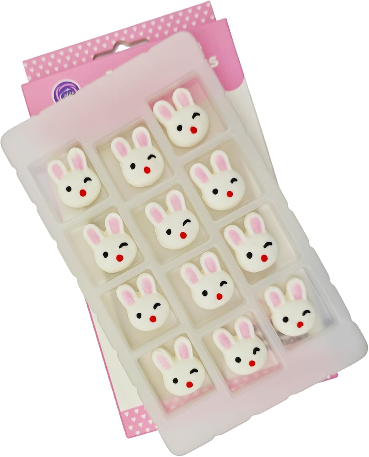 Edible 12 pcs Easter Themed Sugar Easter Rabbit cake decorations, Bunny cupcake toppers, perfect Icing Cookies decro for Cupcakes, Cake, Macaron and Cakecicles Decorating