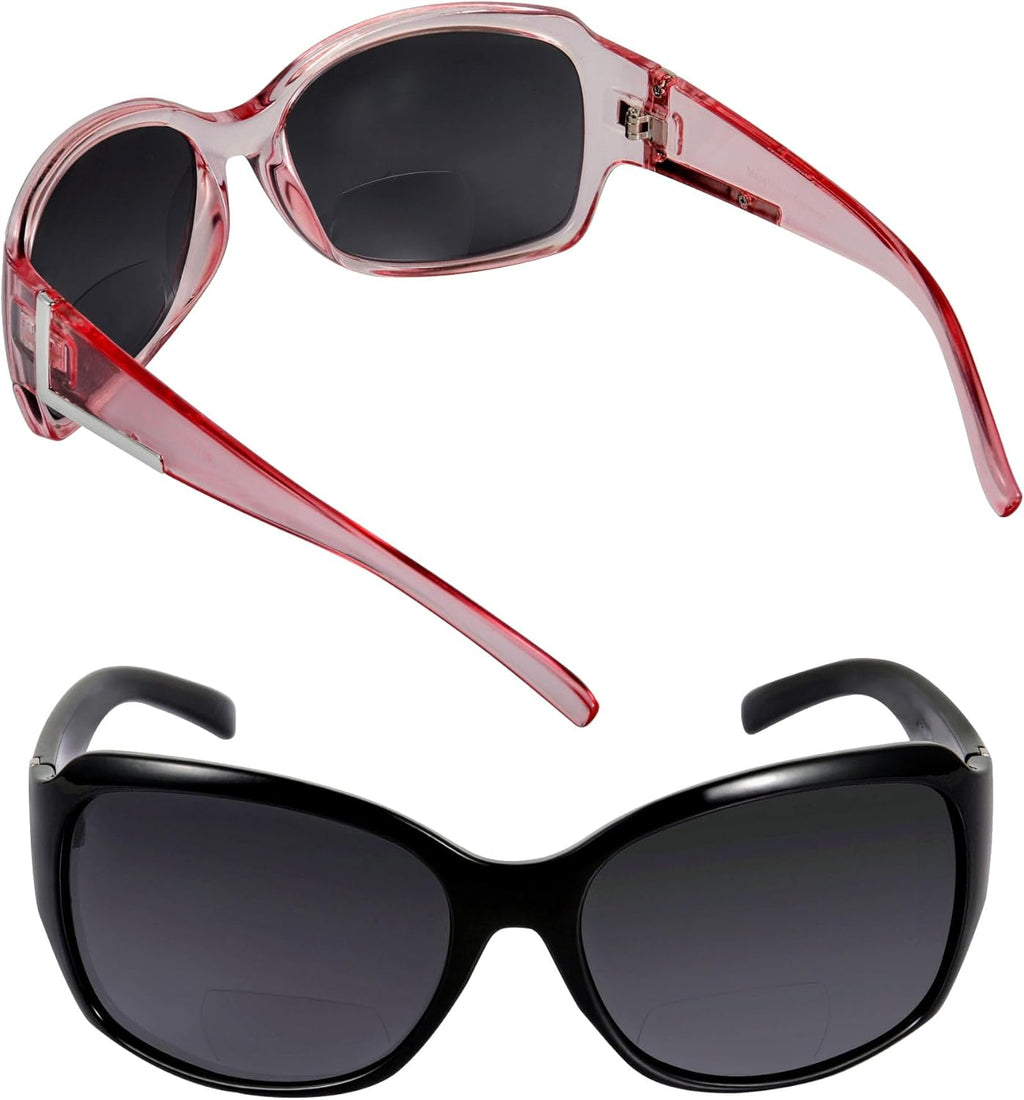 Mass Vision Bifocal Sunglasses 'The Fashionista' Women's Designer Outdoor Reading Glasses with UV400 Protection (2 Pack)