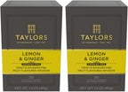 Taylors of Harrogate Lemon & Ginger,Herbal Tea,Individually Wrapped Bags,Cleansing,Invigorating and Citrussy,Caffeine-Free,Enjoy Hot or Iced,20 Count (Pack of 2)