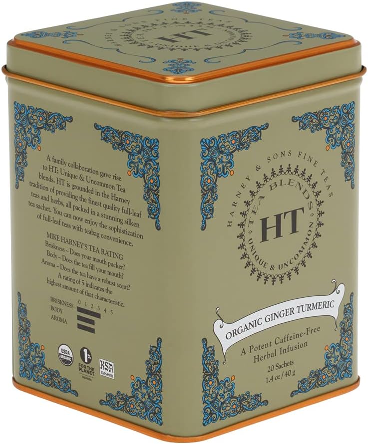 Harney & Sons HT Organic Ginger Turmeric Tea, 20 Sachets of Soothing Ginger Turmeric Tea