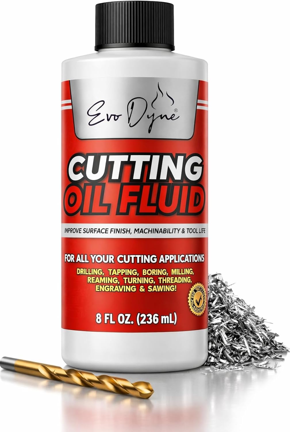Cutting Oil, Cutting Fluid 8-OZ, Made in The USA | Cutting Oil for Drilling, Tapping, Milling | Professional Grade Fluid - Safe on Metal & Glass by Evo Dyne