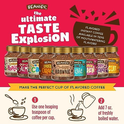 Beanies Flavour Instant Coffee - Double Chocolate Instant Flavored Coffee, 6 x 50g Jar