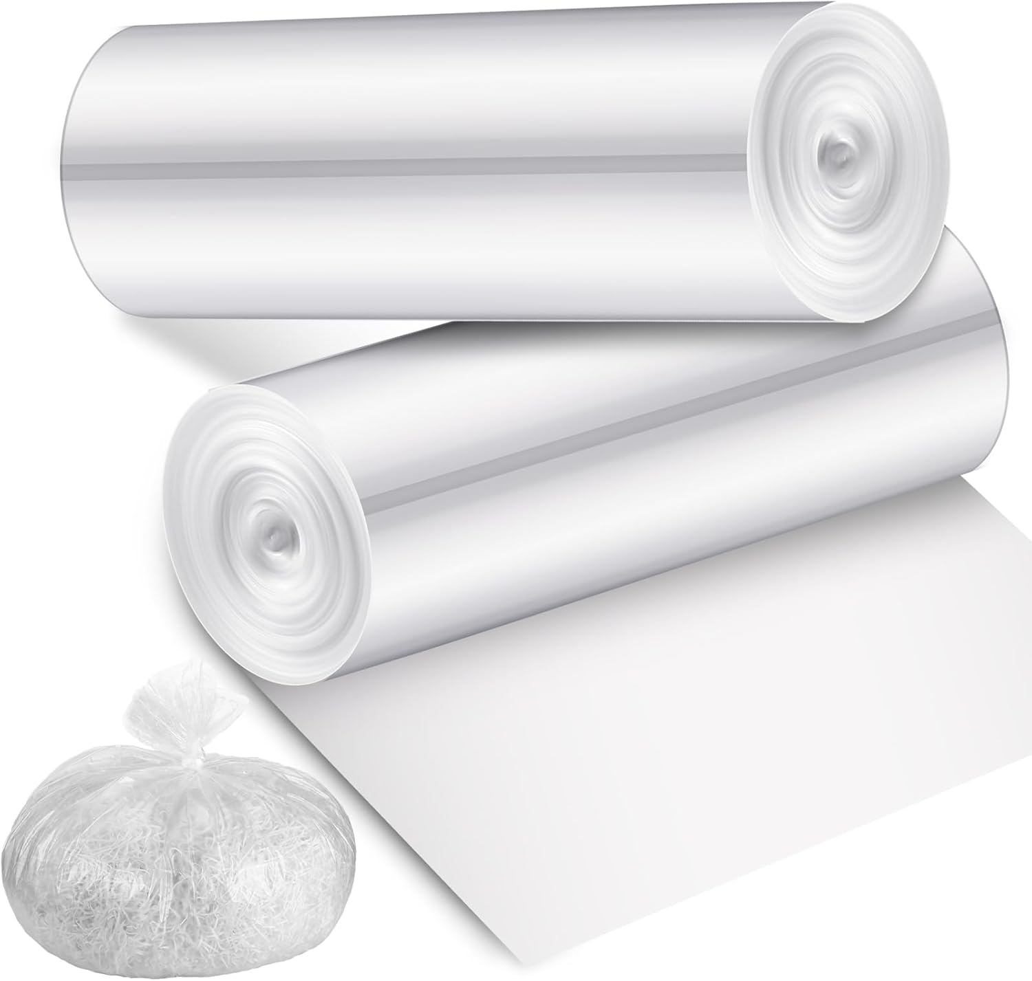Baderke 40 Pcs Shredder Bags 15 Gallon Paper Shred Waste Bags 26'' x 30'' White Clear Trash Can Liners for Small Shredders
