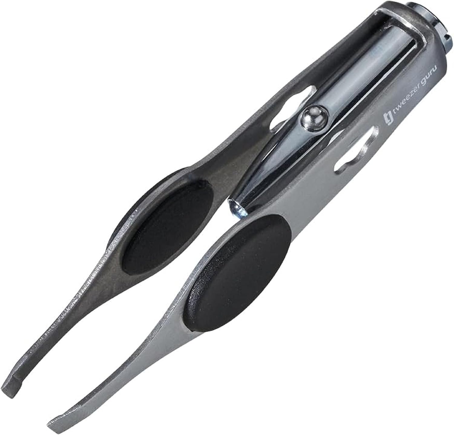 Tweezer Guru Pro Illuminating Eyebrow Tweezers for Women & Men Professional Stainless Steel Slanted Tweezers with LED Light Mirror Pouch Precision Tweezers for Brow Facial Hair Ingrown Hair Silver