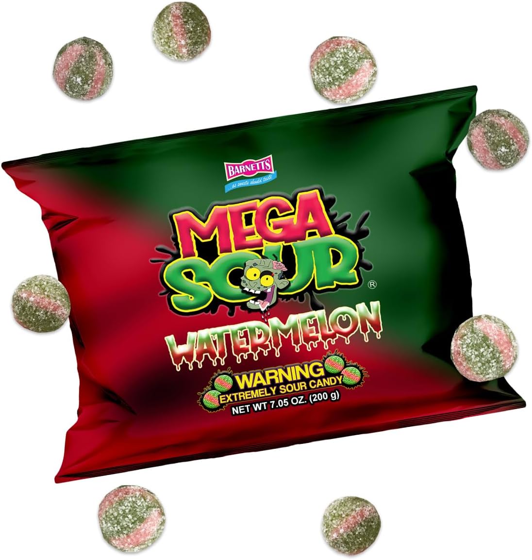 Barnetts Mega Sour Watermelon Fizz Candy 200g Handmade British Sweets - Extreme Sour Candy Challenge