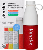 kencko Smoothie Mix Starter Kit - 10 Instant Breakfast Smoothies + Reusable Bottle - 100% Organic Fruit And Vegetable Superfoods, Natural, Healthy Vegan and Gluten Free - Freeze Dried Smoothie Powder