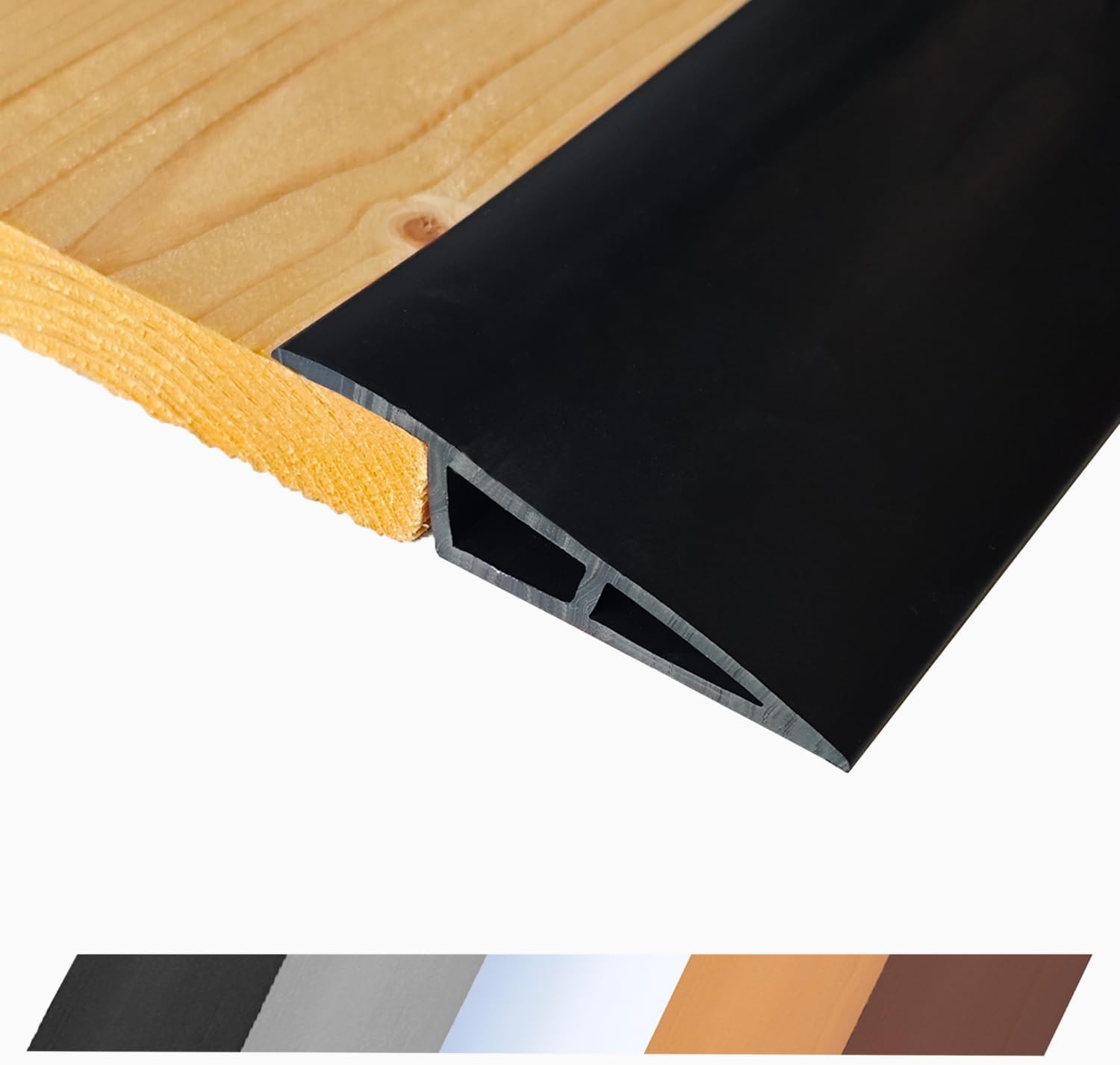 1/2" to 3/5" Height Threshold Ramp - Rubber Threshold, Floor Transition Strip, Wheelchair Ramp, Door Strip, Carpet to Tile Strip (Black, 40 inches)