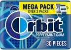 ORBIT Gum Peppermint Sugar Free Chewing Gum Mega Pack, 30 Piece