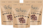 Whipzi Chocolate Flavored Powdered Sugar - Confectioners Sugar for Baking, Frosting, Royal Icing, Glazes, Coffee & Desserts - 1:1 Powdered Sugar Replacement - Gluten Free, Vegan Baking Sugar - 3 Pack