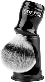 Anbbas Synthetic Badger Shaving Brush with Black Holder Stand,Resin Handle Foam Brush 2in1 Set for Men Wet Shave