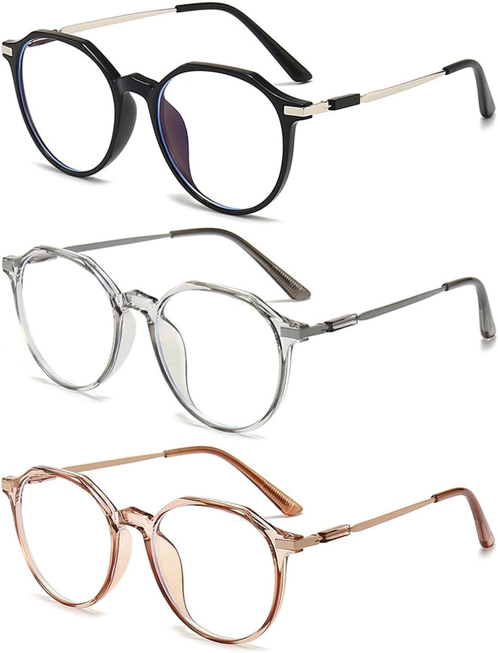 VEVESMUNDO Blue Light Blocking Reading Glasses Round Stylish Computer Readers Eyeglasses for Women Men