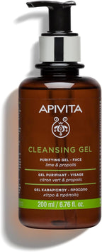 APIVITA Cleansing Gel | Purifying & Oil-Balancing Gel for Face with Lime & Propolis, 200 mL / 6.67 oz