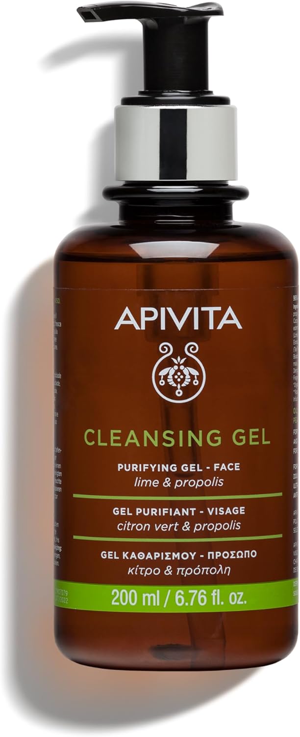 APIVITA Cleansing Gel | Purifying & Oil-Balancing Gel for Face with Lime & Propolis, 200 mL / 6.67 oz