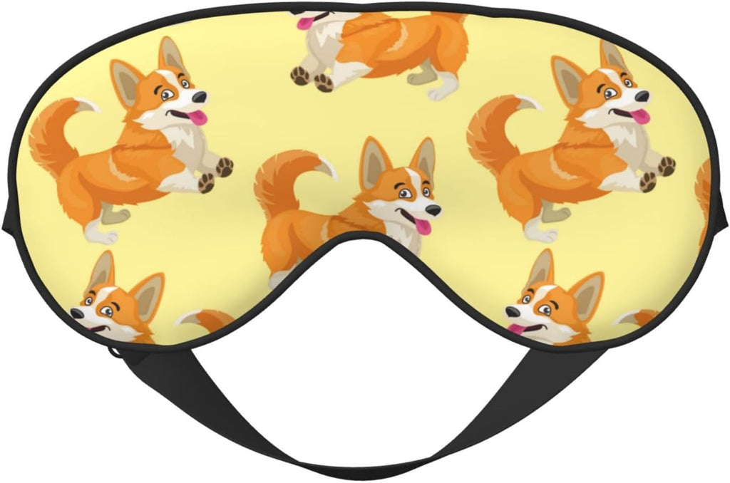 Cute Cartoon Corgi Dog Sleeping Eye Mask Eye Mask for Sleeping Soft Comfort Eye Shade Blackout Eye Cover for Deep Rest Travel Nap Meditation