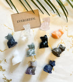 1PCS 3CM Mini Crystal Cat Carving, Carved Gemstone Cat, Energy Crystal, Black Obsidian, Fluorite, Rose Quartz, Labradorite, Crystal Gifts, Wholesale (Blue Opalite), As Pics