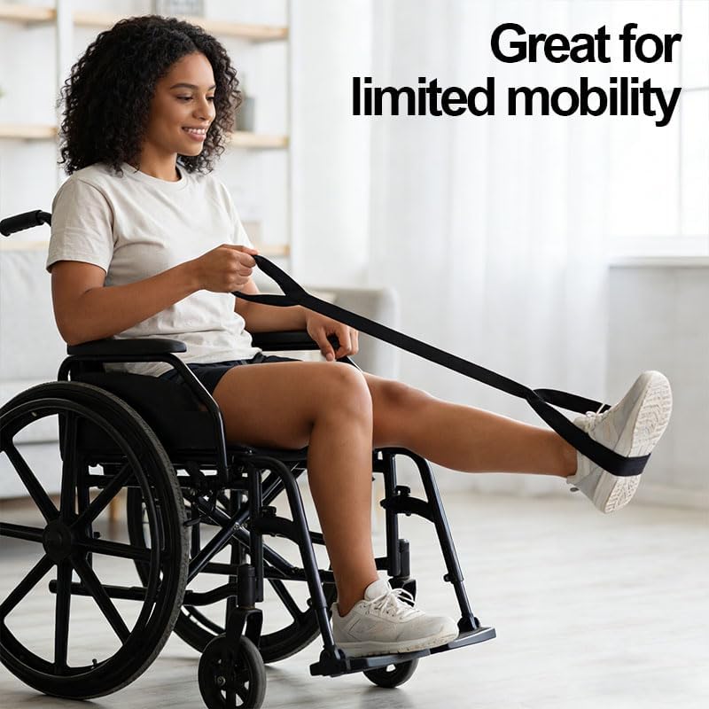 Leg Lifter Strap (42 Inch), Hand Grip for Adult, Senior, Elderly, Handicap, Disability, Mobility Aid for Car, Bed, Couch, Hip Replacement, Wheelchair, Leg Positioning at Home, Black