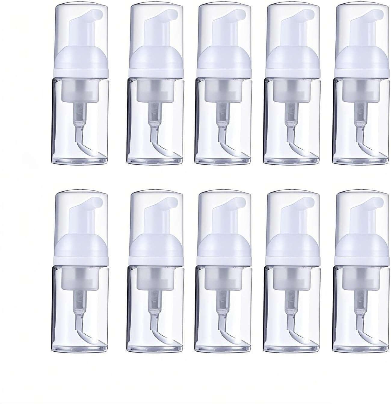 10Pcs 1Oz Plastic Foam Pump Bottle Transparent Empty Dispenser Bottles Travel Soap Bottle Mini Shampoo Pump Empty Travel Foaming Containers for Shampoo Cleaning Lash Cosmetics Packaging