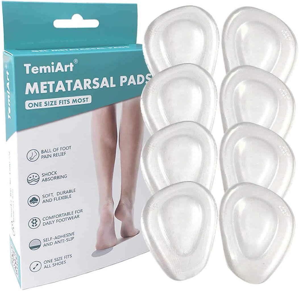 Ball of Foot Cushions Metatarsal Pads for Women Men Soft Gel Insoles Supports Forefoot Cushioning, Pain Relief Morton's Neuroma Foot Pads (4 Pair)