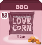 LOVE CORN BBQ | Delicious Crunchy Corn Snacks | .07oz x 20 Gluten Free, Vegan Bags | Convenient for Lunch Boxes, Commuting & Office Snacks