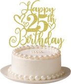 Happy 25th Birthday Cake Topper Gold Glitter Hello 25th Birthday 25 Anniversary/birthday party decoration gift plugin (25)