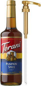 Torani Coffee Syrup, Pumpkin Spice Flavoring for Drinks, Glass Bottle with Pump Included, 25.4 Fl Oz