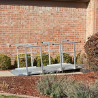 12' Wheelchair Ramp with Handrails for Home Steps, 850 lb Capacity, Non-Slip, Scooter Walker Entry Access, Silver Spring