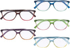 CessBlu Ladies Reading Glasses 5 Pairs Oversize Reader Eyeglasses for Women Reading Cat-eye Design with Spring Hinge