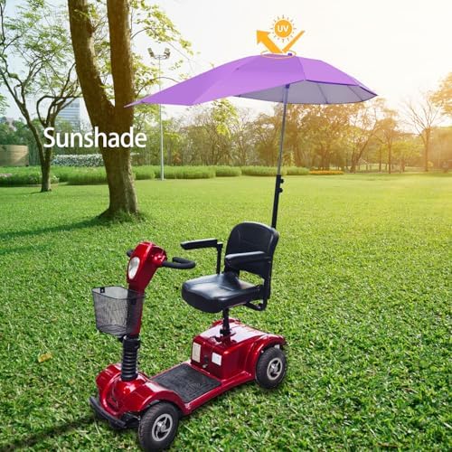 Sunshade Canopy for Mobility Scooters – UV & Rain Protection Electric Wheelchair Umbrella (Only Works with Scooters & Power Chairs Equipped with 1" x 1" Hitch Receiver) (Purple)