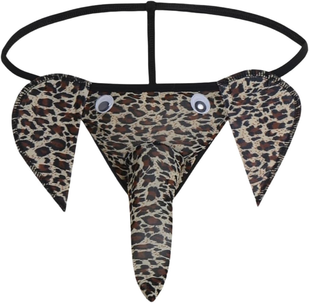 Men's Elephant Funny Thongs Low Waist G-String Underwear Male Trunk Lingerie Naughty Bottom Christmas Pants