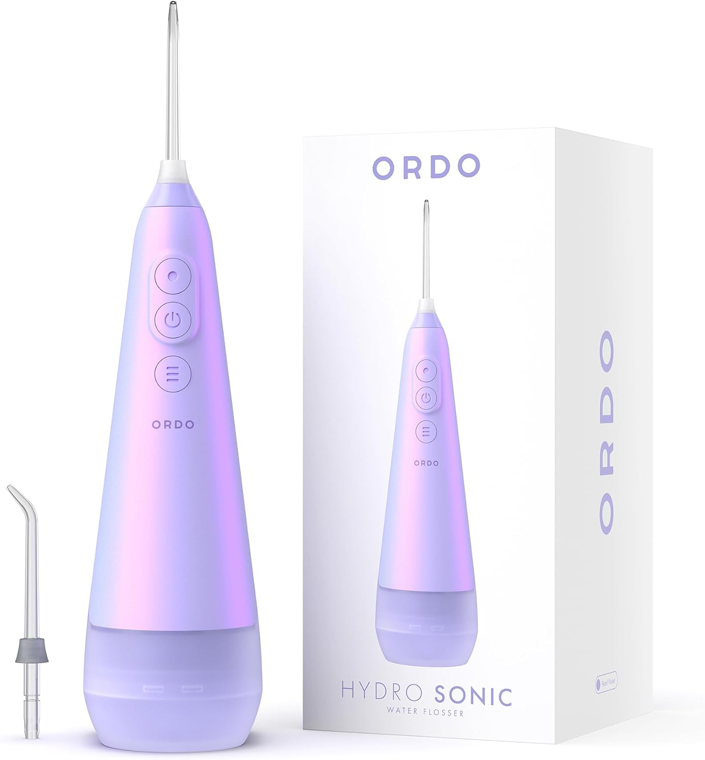 Ordo Water Flossers for Teeth, Cordless IPX7 Waterproof Oral Irrigator, 3 Pressure Settings, Portable, Rechargeable Electric Sonic Flosser, Dental Professional Recommended, Pearl Violet