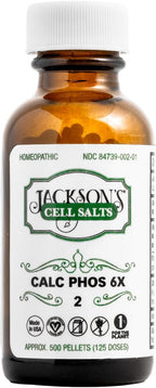 Jackson's #2 Cell Salt Calc Phos 6X (500 Pellet Bottle) – Certified Vegan, Lactose-Free Schuessler Tissue Salt Calcarea Phosphorica 6X (Made in USA)