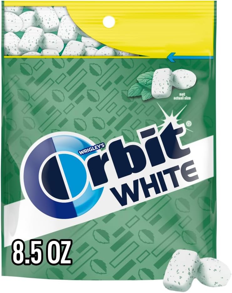 ORBIT WHITE Sweet Mint Sugar Free Soft Chew ADA Approved Chewing Gum, 120 Ct Resealable Bag