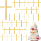 18pcs Baptism Cake Toppers Acrylic Cross Cupcake Toppers Gold Crossing Cake Charm for Baby Shower Birthday Wedding Party Christian Decorations