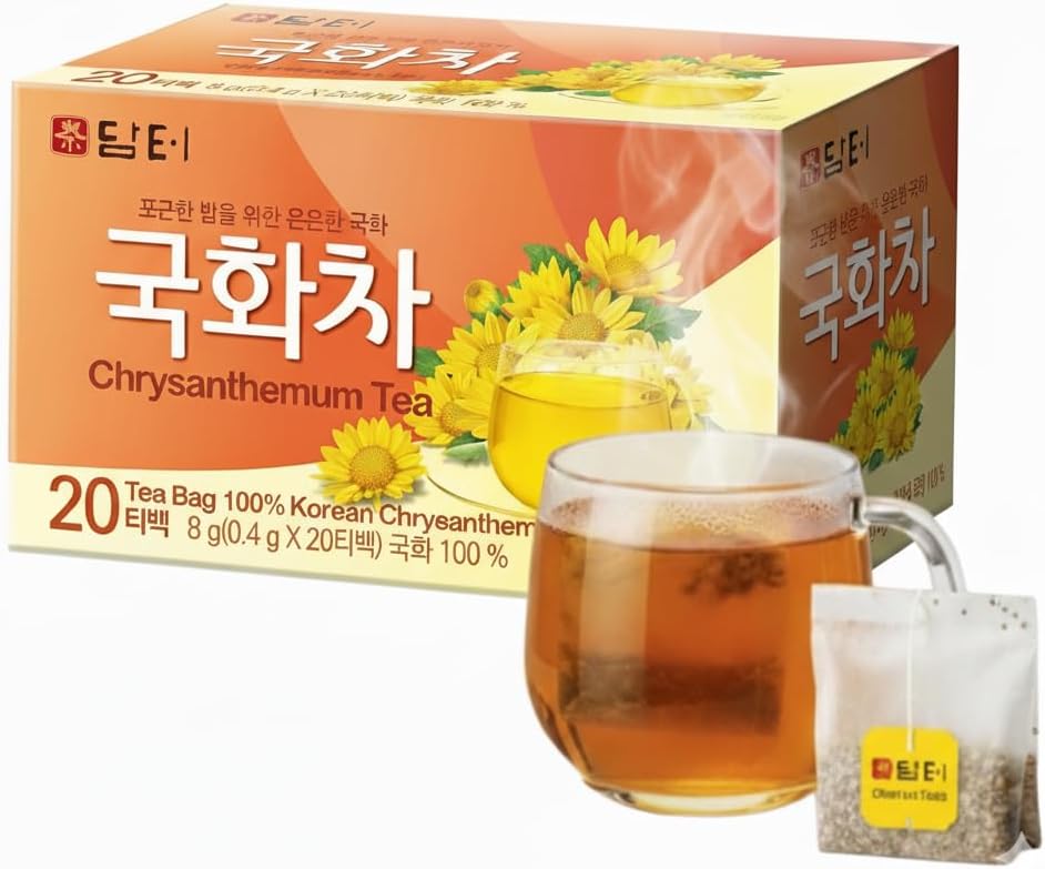 Damtuh Chrysanthemum Tea – Soothing Korean Herbal Flower Tea, Natural & Refreshing – 0.4g x 20 Tea Bags