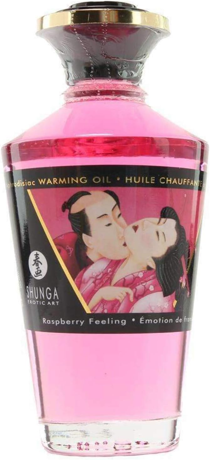 Shunga Warming Massage Oil, Raspberry, 3.5 Fluid Ounce