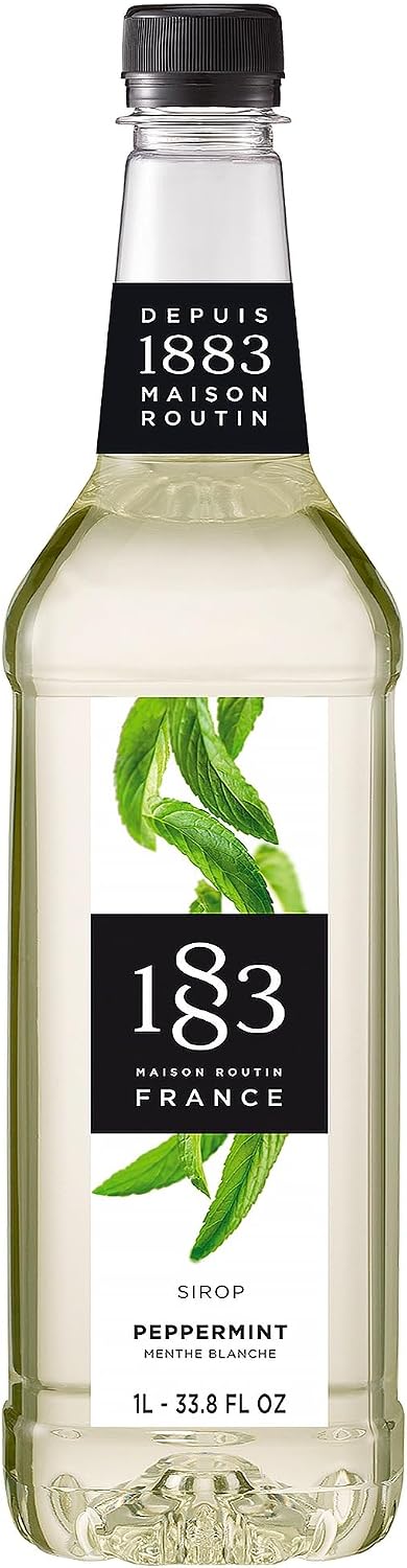 1883 Peppermint Syrup for Drinks, Made in France, 1 Liter Plastic Bottle