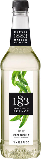 1883 Peppermint Syrup for Drinks, Made in France, 1 Liter Plastic Bottle