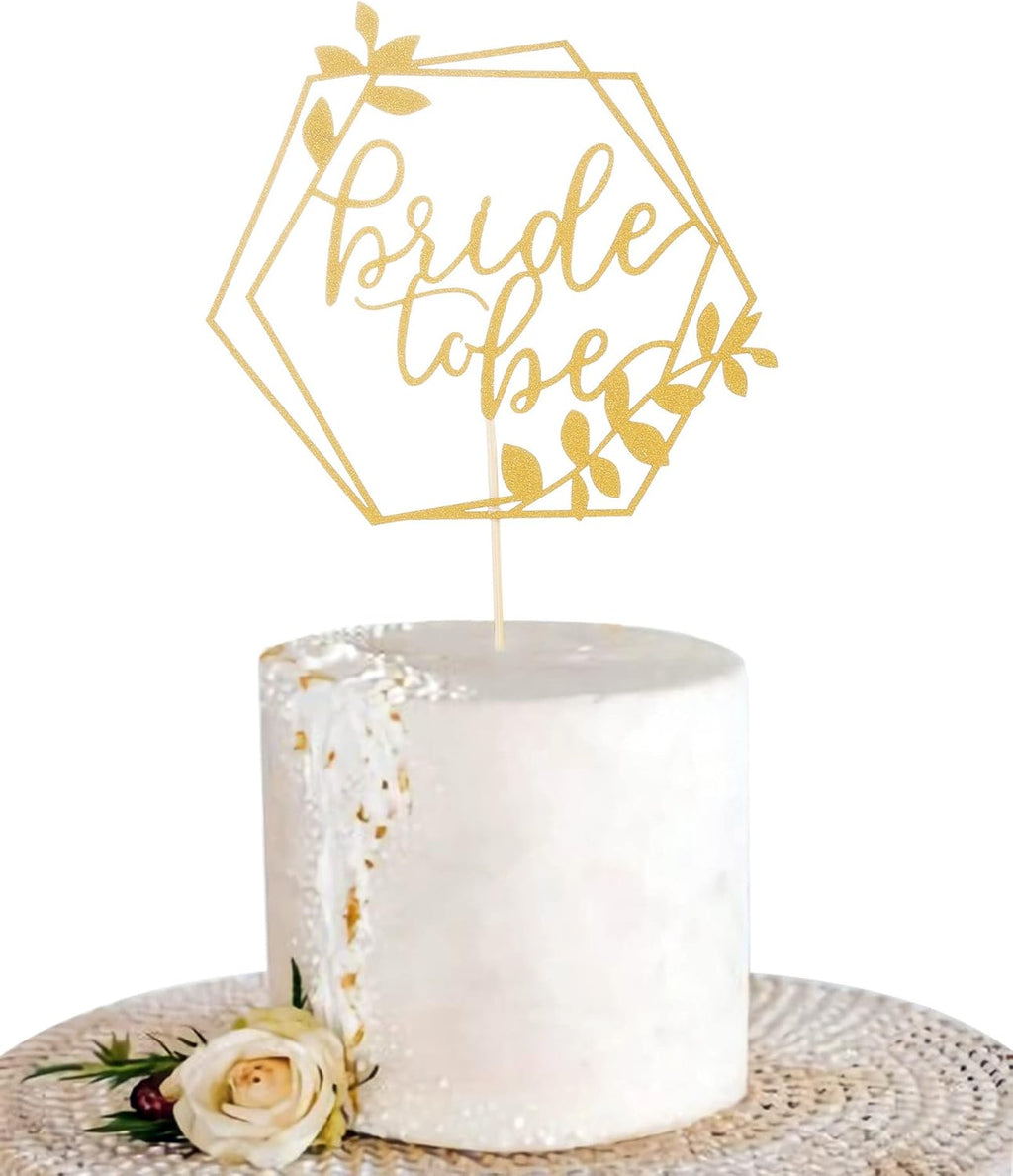 Bride to Be Cake Topper - Gold Wedding Cake Decoration Supplies, Bridal Shower Party Cake Decoration Gifts, Photo Booth Props