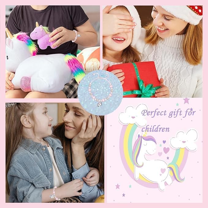 M&Ostyle Magical Unicorn Bracelet for Girls，Pink Bracelet Unicorn Jewelry Gifts for Girls Daughter Granddaughter Niece Birthday Christmas