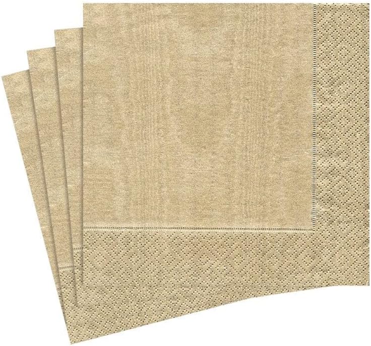 Caspari Moiré Paper Cocktail Napkins in Gold - Two Packs of 20